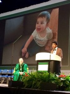 Dr. Shah shared an image of his son, Luca, during his keynote address at the American College of Obstetricians and Gynecologoists.