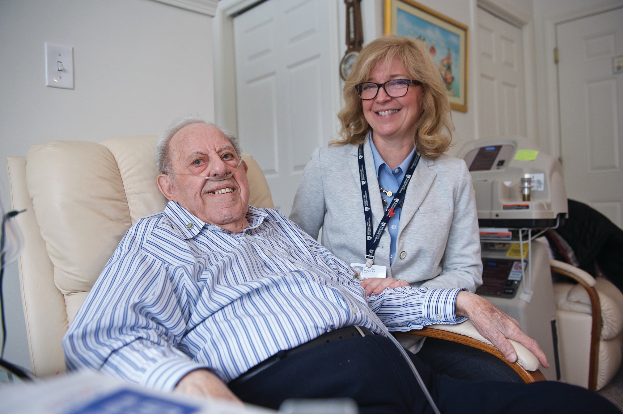 BRIGHAM AND WOMEN'S HOSPITAL NURSE BARBARA HEALY VISITS PATIENT STEPHEN CHRISTAFONO AT DEUTSCHES ALTENHEIM TUESDAY MORNING