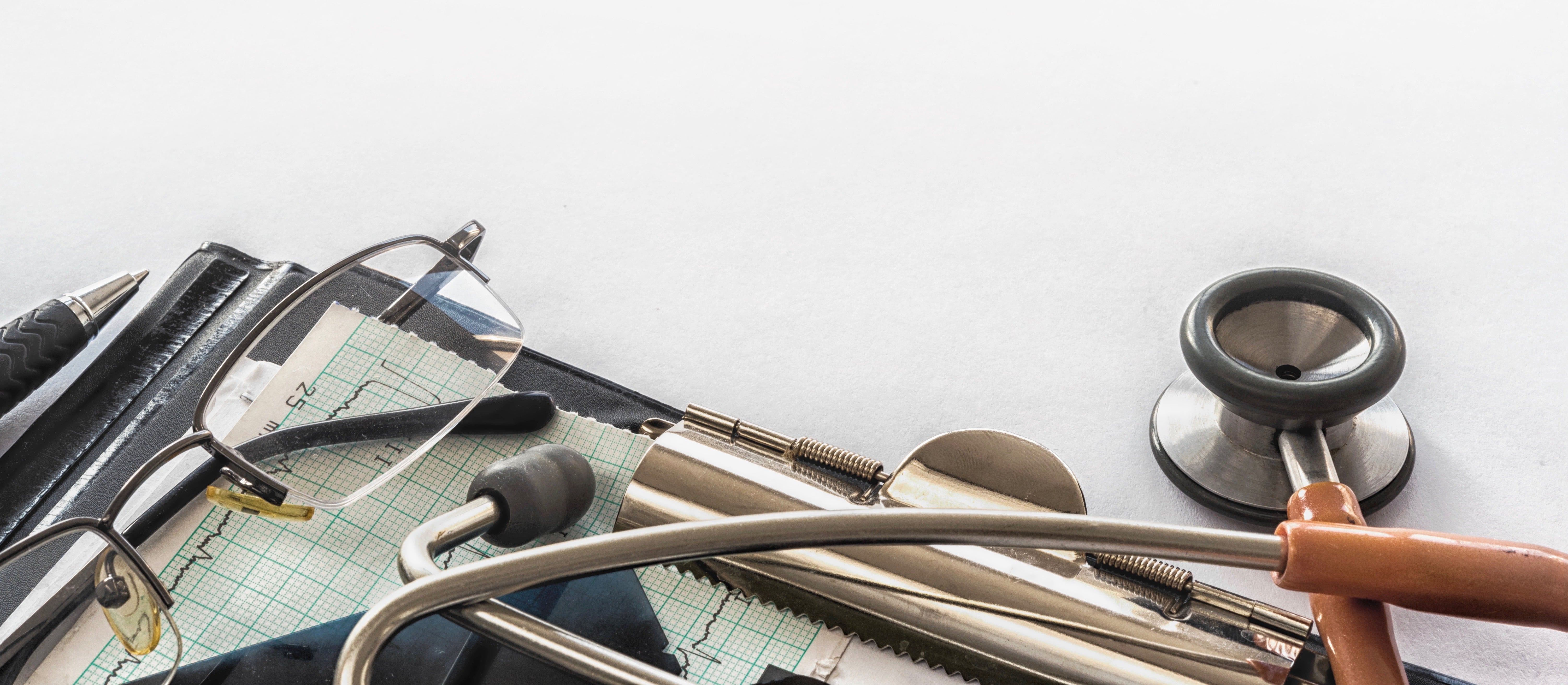 Doctor's office desk with copy space