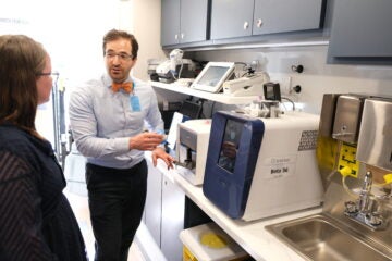 Dr. David Levine giving a tour of the mobile medical unit.